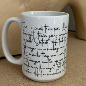 Journey just a small town girl lyrics mug 15oz